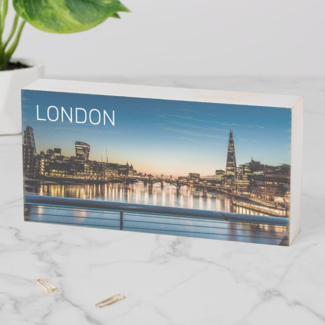 London Uk Skyline United Kingdom England Souvenir Wooden Box Sign (In Situ Horizontal)