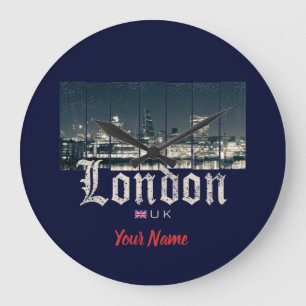 London Uk Skyline United Kingdom England vintage Large Clock