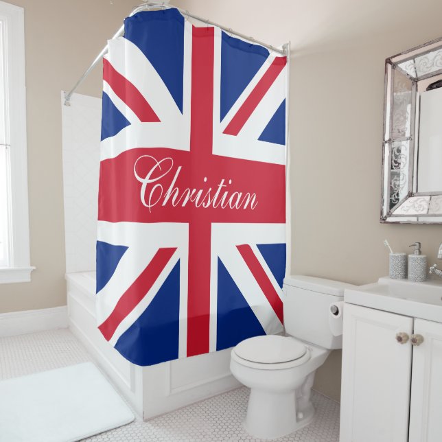 London UK United Kingdom Union Jack Personalized Shower Curtain (In Situ)