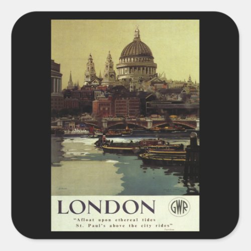 London _ UK _ Vintage Travel Square Sticker