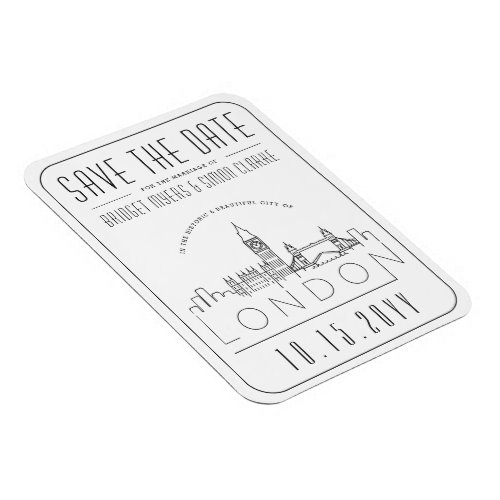 London UK Wedding Stylized Skyline Save the Date Magnet