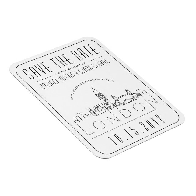 London, UK Wedding Stylized Skyline Save the Date Magnet (Right Side)