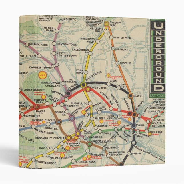 London Underground Railways Map 3 Ring Binder (Front/Spine)