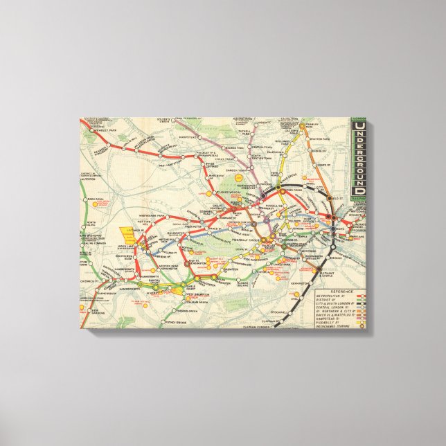 London Underground Railways Map Canvas Print (Front)