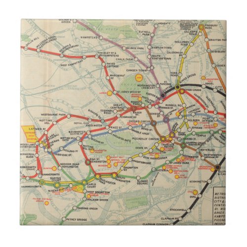 London Underground Railways Map Ceramic Tile