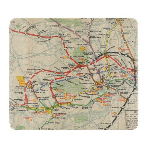 London Underground Railways Map Cutting Board