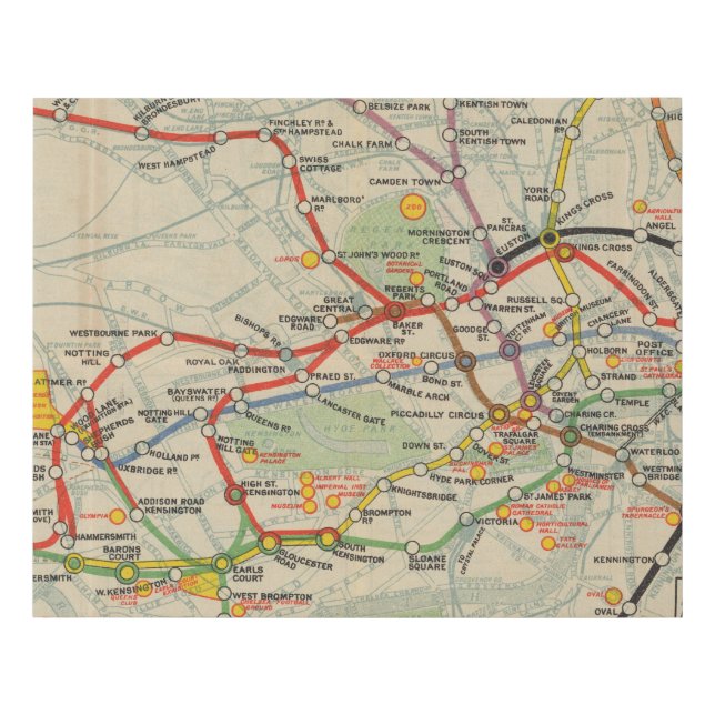 London Underground Railways Map Faux Canvas Print (Front)