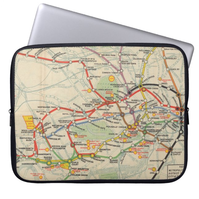 London Underground Railways Map Laptop Sleeve (Front)