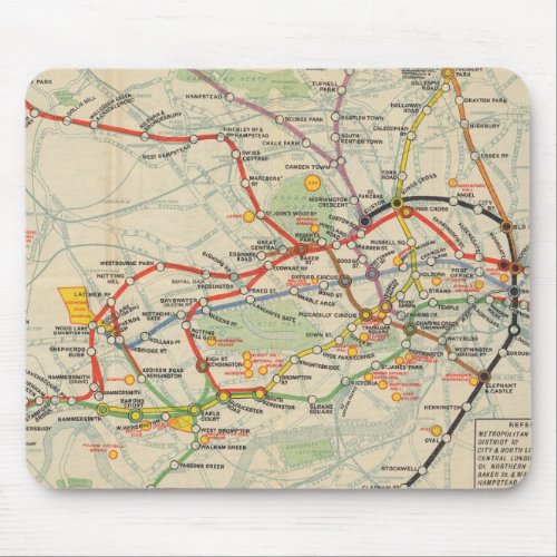 London Underground Railways Map Mouse Pad