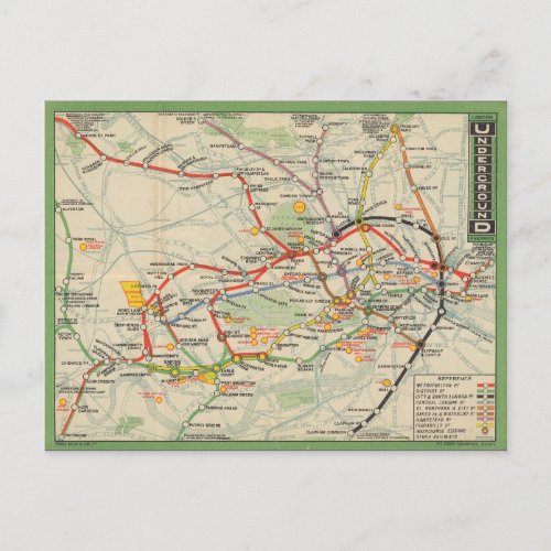 London Underground Railways Map Postcard