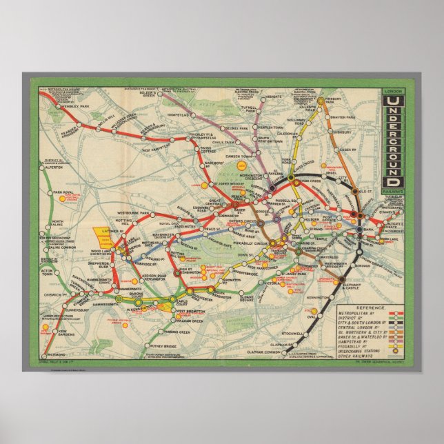 London Underground Railways Map Poster (Front)