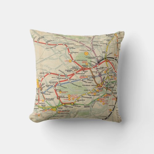 London Underground Railways Map Throw Pillow