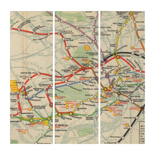 London Underground Railways Map Triptych (Front)