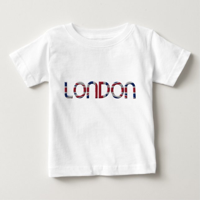 London Union Jack British Flag Typography Elegant Baby T-Shirt (Front)
