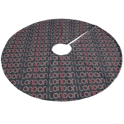 London Union Jack British Flag Typography Elegant Fleece Tree Skirt