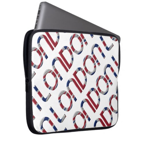 London Union Jack British Flag Typography Elegant Laptop Sleeve