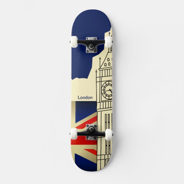 London Union Jack Flag Big Ben Skateboard Deck (Front)