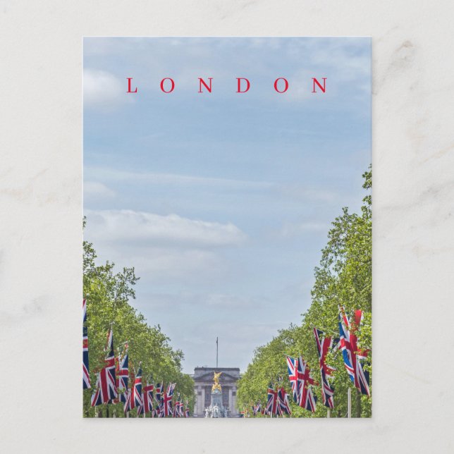 London Union Jack flags on The Mall postcard (Front)
