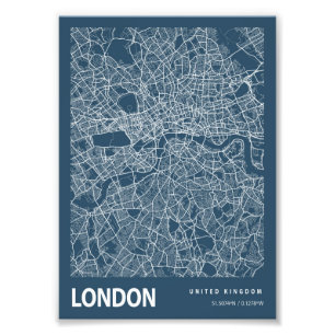 London - United Kingdom Blueprint City Map Photo Print