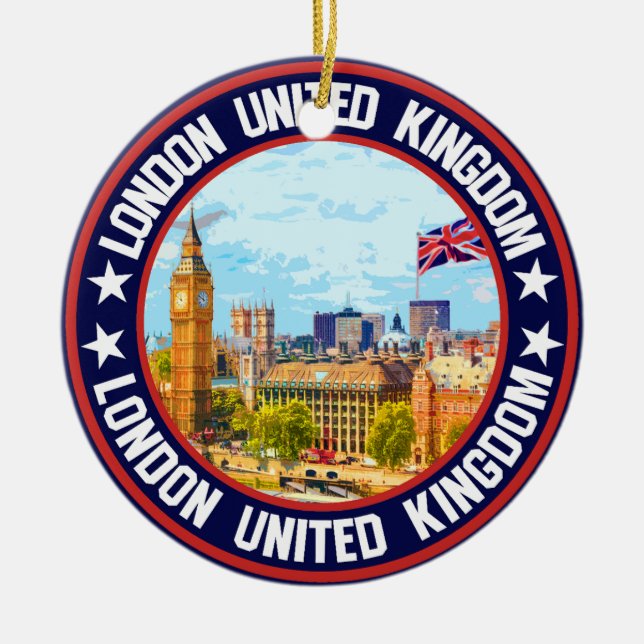 London United Kingdom                              Ceramic Ornament (Front)