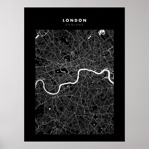 London _ United Kingdom Dark City Map Poster