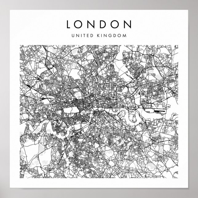 London United Kingdom Minimal Modern Street Map Poster (Front)