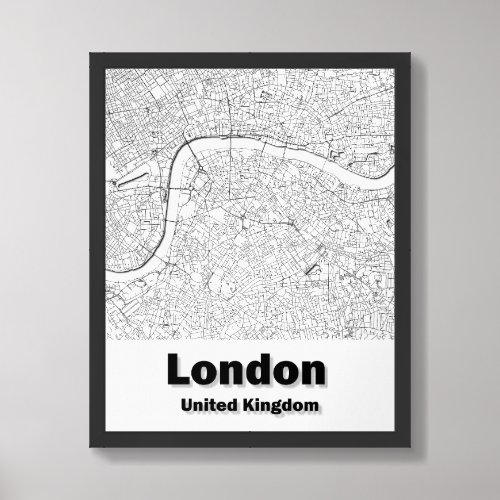London United Kingdom minimalistic streets map Framed Art