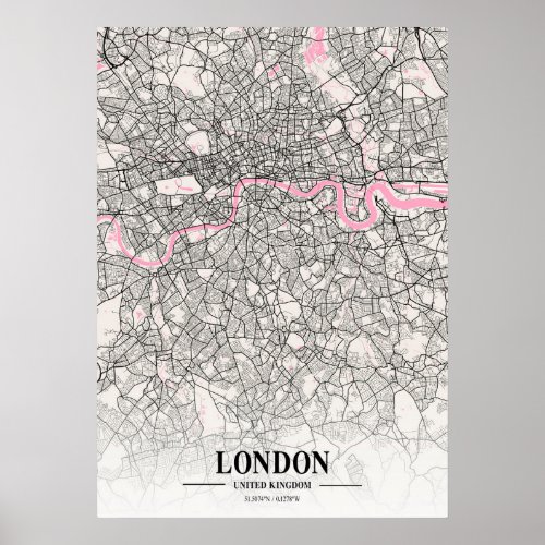 London _ United Kingdom Neapolitan City Map Poster