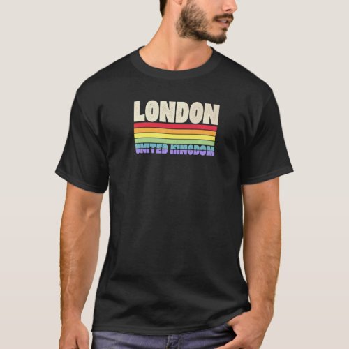 London United Kingdom Rainbow Gay Pride Merch Retr T_Shirt