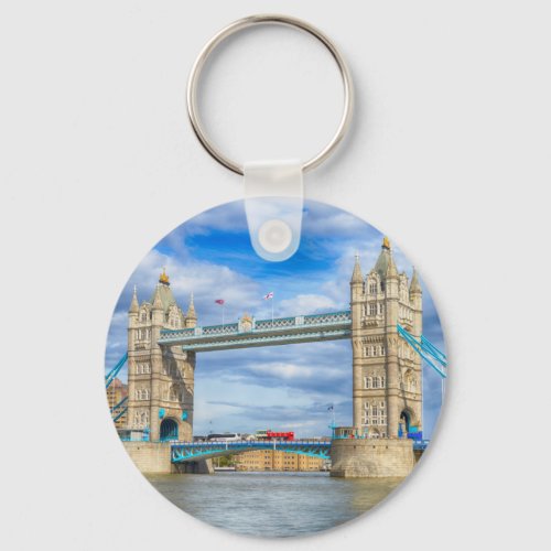 London United Kingdom Tower Bridge River View   Keychain