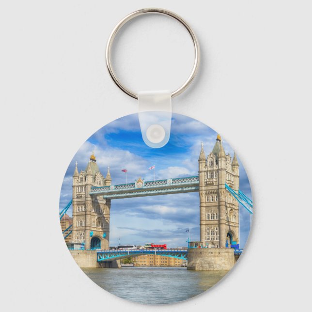 London, United Kingdom Tower Bridge River View   Keychain (Front)