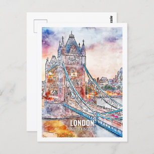 London United Kingdom Travel Place Watercolor Postcard