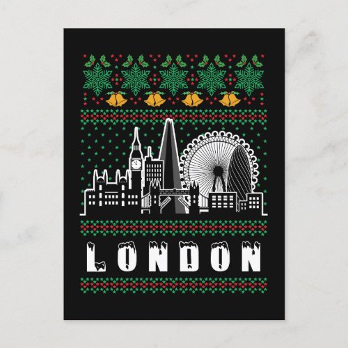 London United Kingdom Ugly Christmas Postcard