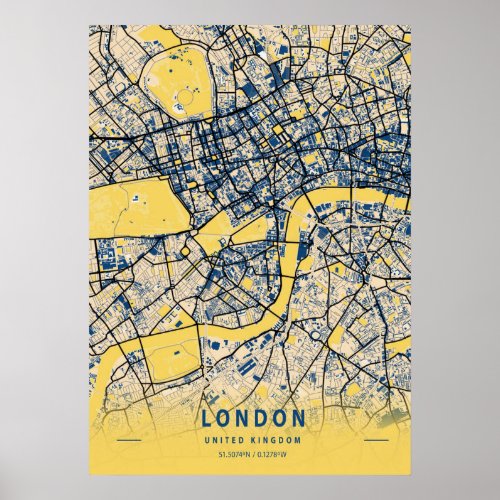 London _ United Kingdom Yellow City Map Poster