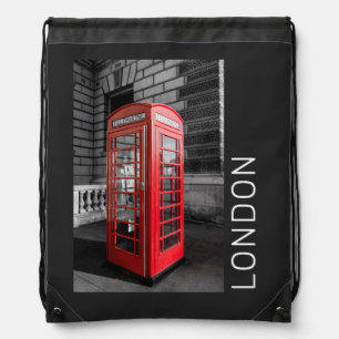 London Vintage Phone Box UK Retro Telephone Drawstring Bag