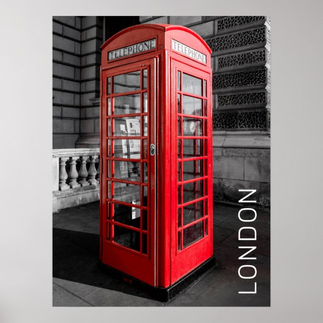 London Vintage Phone Box UK Retro Telephone Poster (Front)