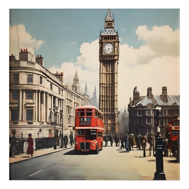 London vintage poster acrylic print (Front)