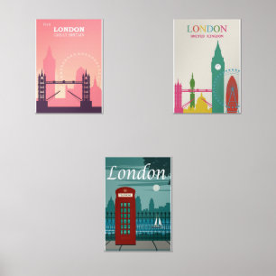 London vintage posters wall art sets