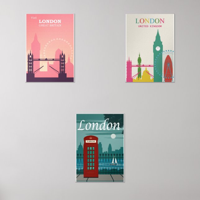 London vintage posters wall art sets (Front)