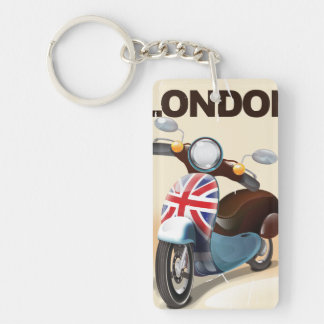 London vintage scooter union jack travel poster. keychain