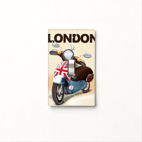 London vintage scooter union jack travel poster light switch cover