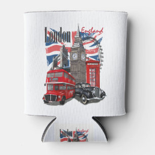 London Vintage Travel Poster Can Cooler