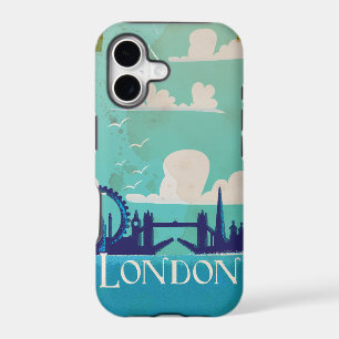 London vintage travel poster iPhone 17 case