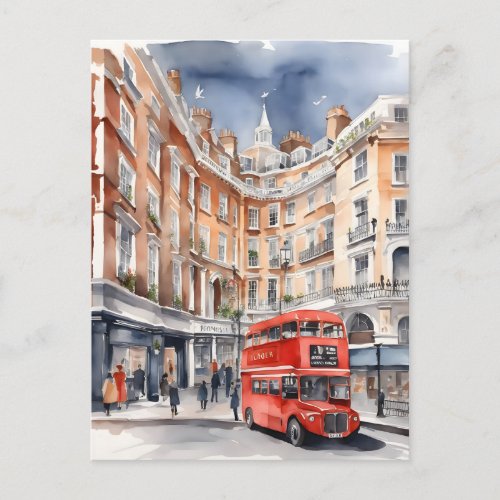 London watercolor art postcard