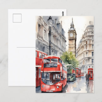 London watercolor art postcard