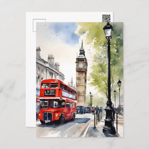 London watercolor art postcard
