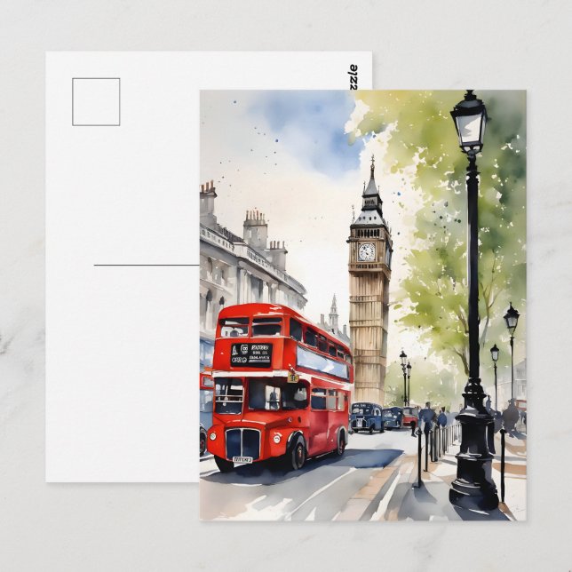 London watercolor art postcard (Front/Back)