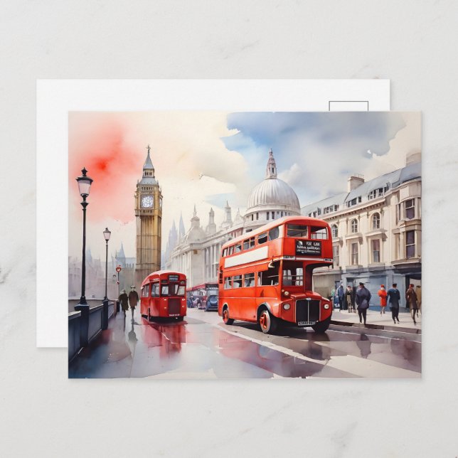 London watercolor art  postcard (Front/Back)