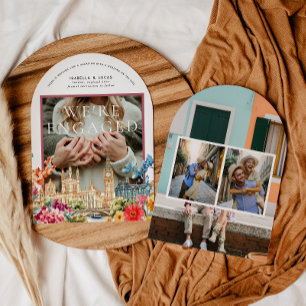 London Watercolor Floral Engagement Announcement