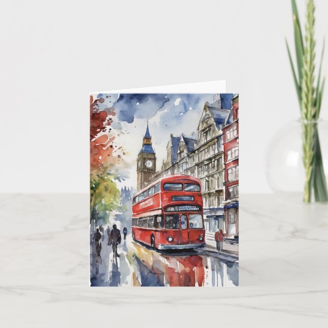 London Watercolor Stationery Card (Front)